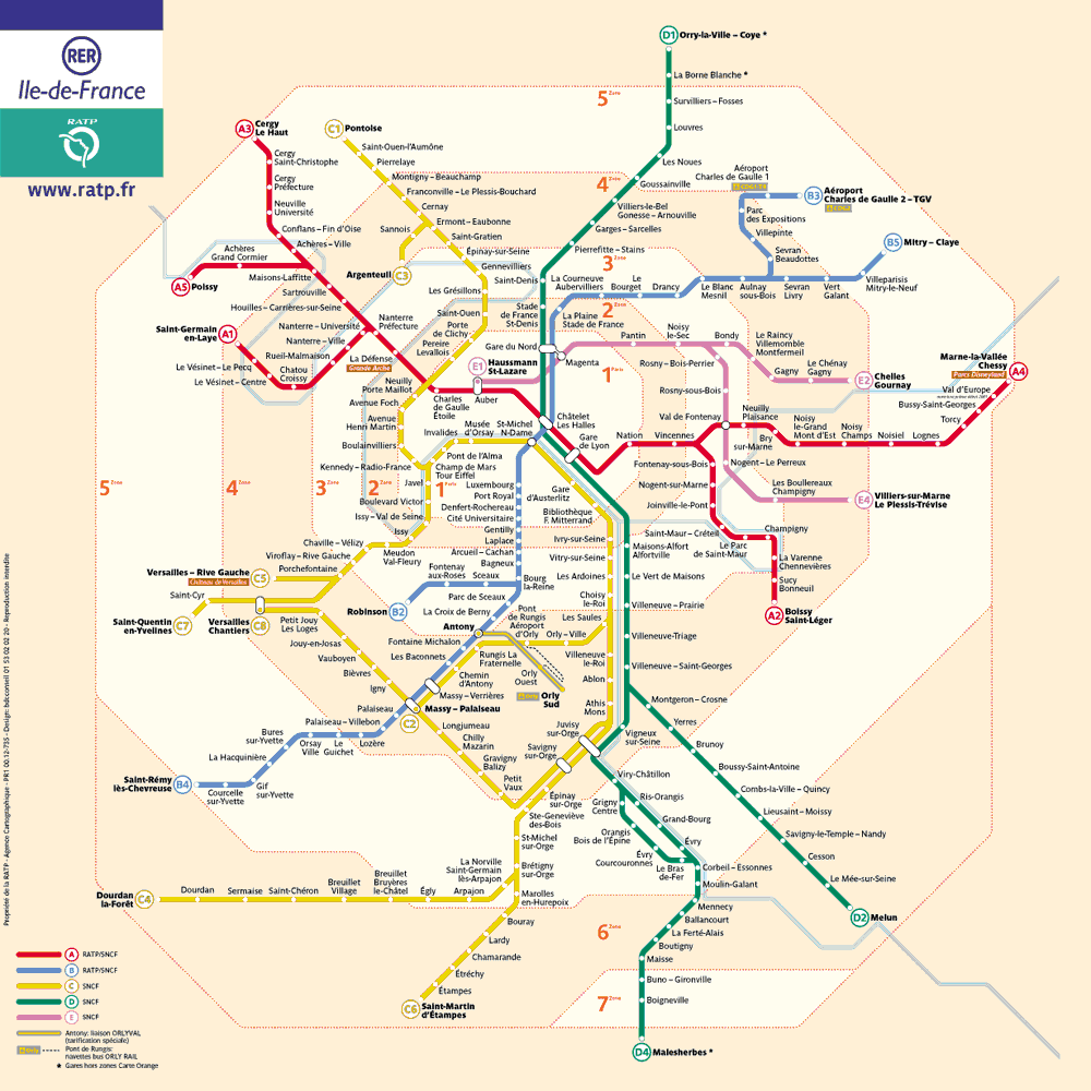 Map of the RER